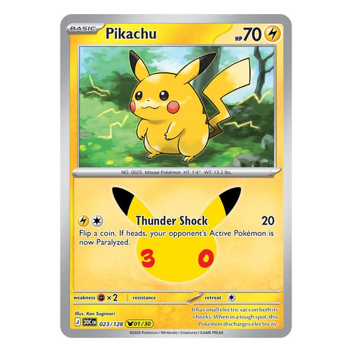 Pokémon TCG: Pikachu 023/128 01/30 (30th Celebration) — NM
