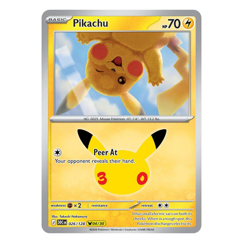 Pokémon TCG: Pikachu 026/128 04/30 (30th Celebration) — NM