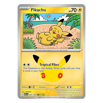 Pikachu 043/128 (21/30) by OOYAMA from Pokémon TCG: 30th Celebration, Near Mint