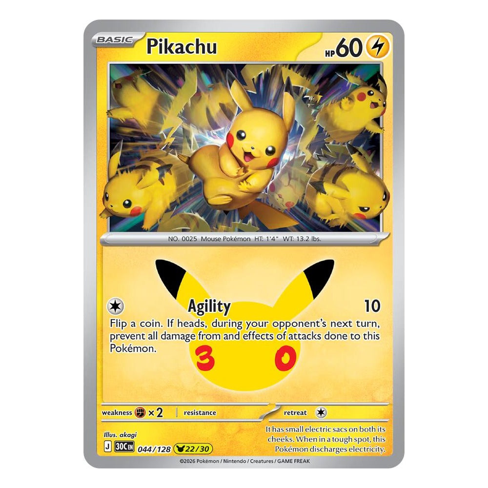 Pikachu 044/128 (22/30) by akagi from Pokémon TCG: 30th Celebration, Near Mint