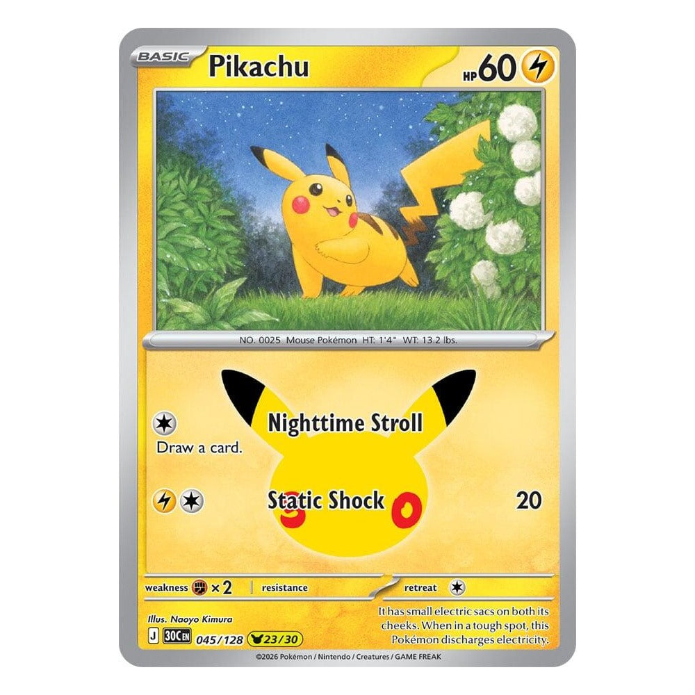 Pikachu 045/128 (23/30) by Naoyo Kimura from Pokémon TCG: 30th Celebration, Near Mint