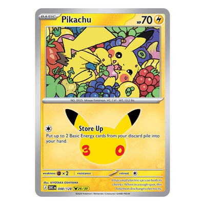 Pikachu 048/128 (26/30) by KIYOTAKA OSHIYAMA from Pokémon TCG: 30th Celebration, Near Mint