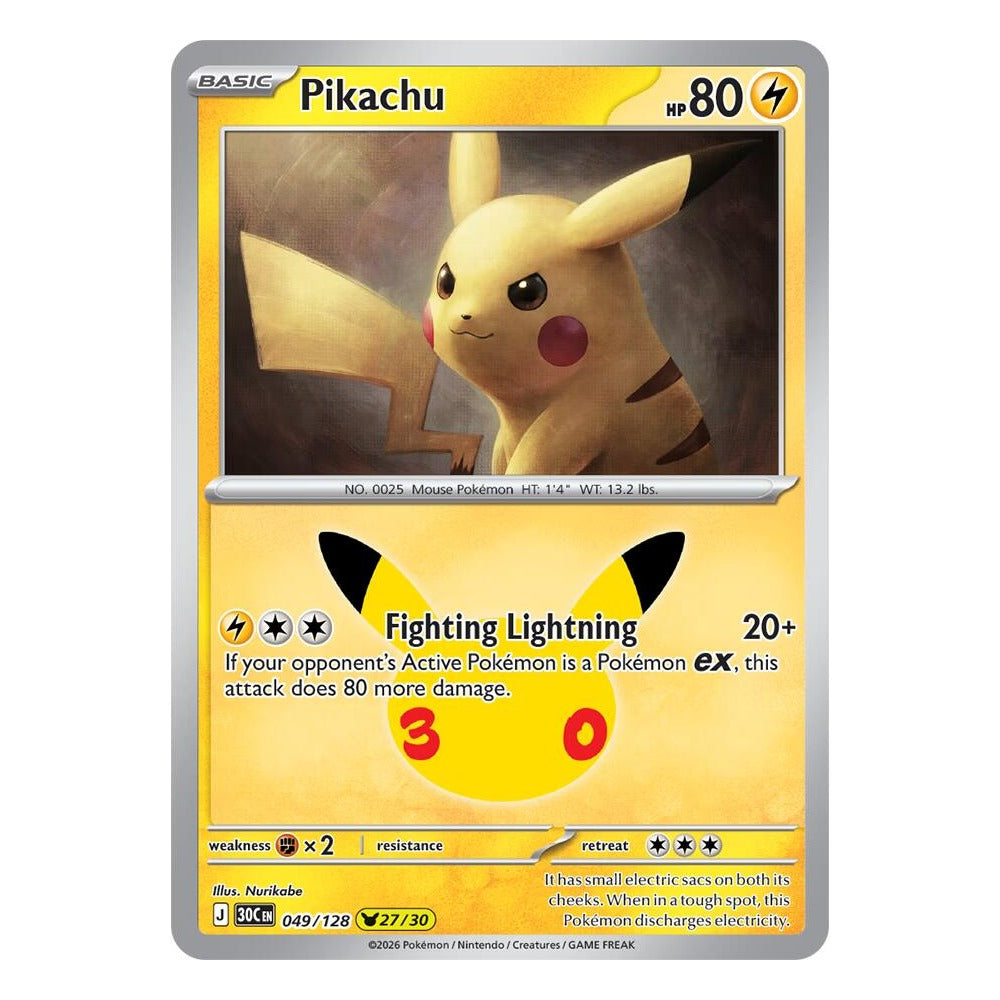 Pikachu 049/128 (27/30) by Nurikabe from Pokémon TCG: 30th Celebration, Near Mint