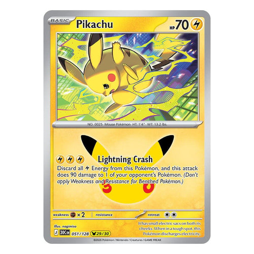 Pokémon TCG: Pikachu 051/128 29/30 (30th Celebration) — NM