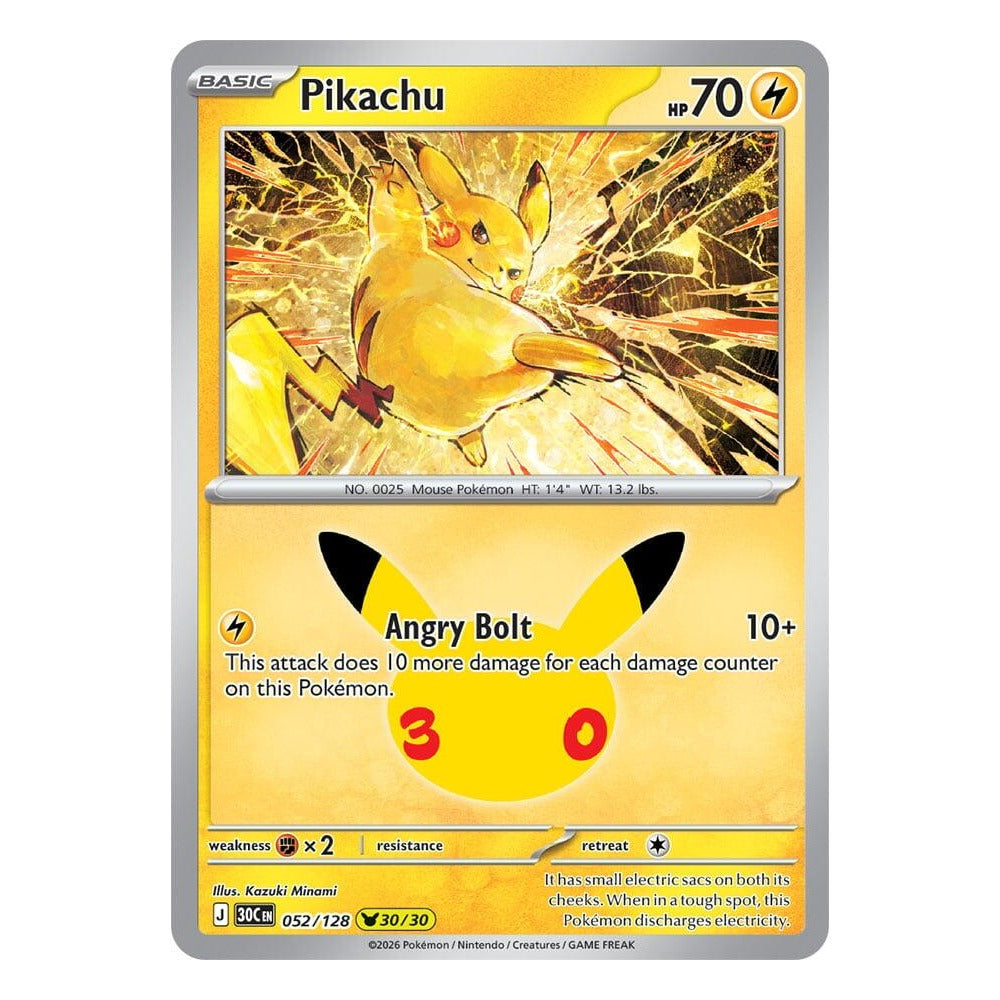 Pikachu 052/128 (30/30) by Kazuki Minami from Pokémon TCG: 30th Celebration, Near Mint