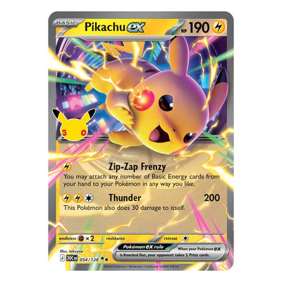 Pikachu ex 054/128 Double Rare from Pokémon TCG: 30th Celebration