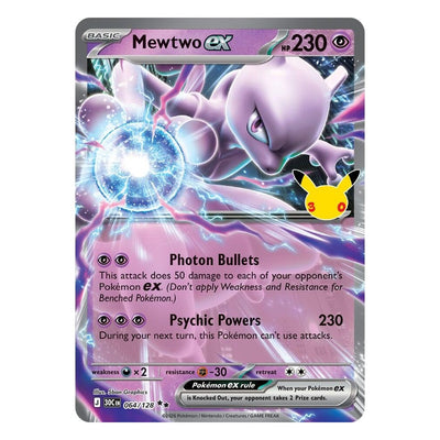 Mewtwo ex 064/128 Double Rare from Pokémon TCG: 30th Celebration, Near Mint