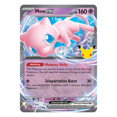 Mew ex 066/128 Double Rare from Pokémon TCG: 30th Celebration, Near Mint