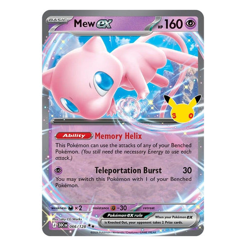 Pokémon TCG: Mew ex 066/128 Double Rare (30th Celebration) — NM