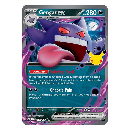 Pokémon TCG: Gengar ex 090/128 Double Rare (30th Celebration) — NM