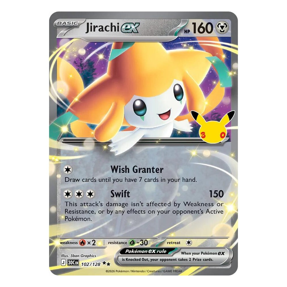 Jirachi ex 102/128 Double Rare from Pokémon TCG: 30th Celebration