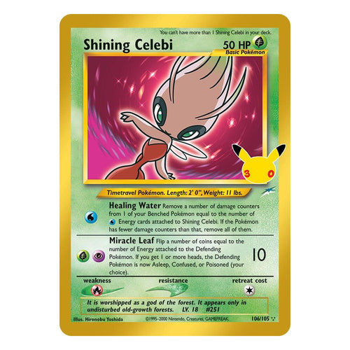 Pokémon TCG: Shining Celebi 106/105 Classic Collection (30th Celebration) — NM