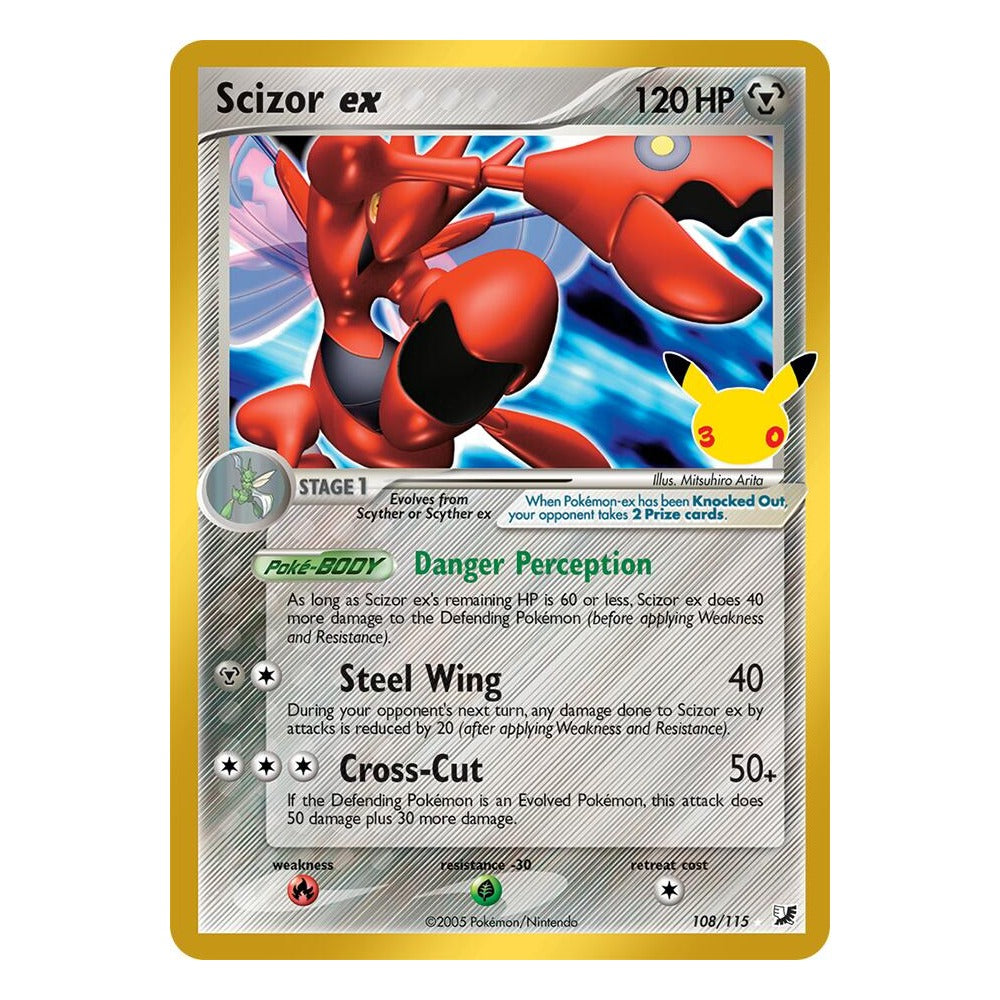 Scizor ex 108/115 Classic Collection reprint from Pokémon TCG: 30th Celebration, Near Mint