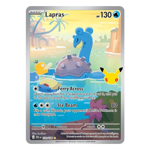 Pokémon TCG: Lapras 131/128 Illustration Rare (30th Celebration) — NM