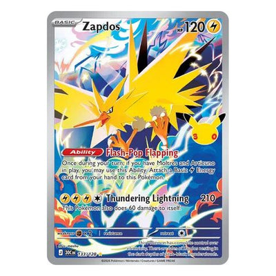 Zapdos 133/128 Illustration Rare from Pokémon TCG: 30th Celebration, Near Mint