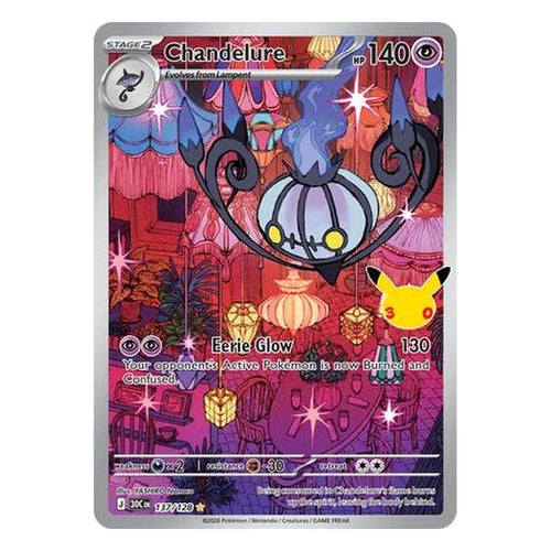 Pokémon TCG: Chandelure 137/128 Illustration Rare (30th Celebration) — NM