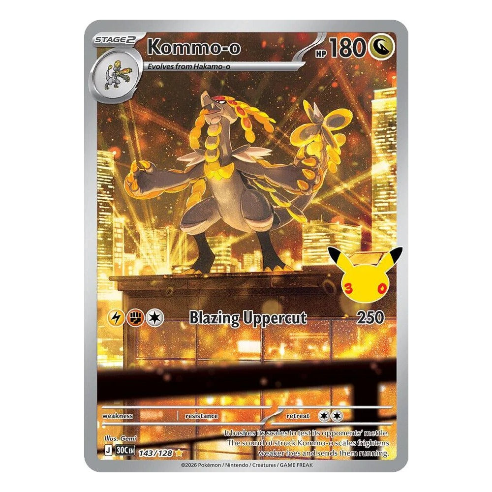Kommo-o 143/128 Illustration Rare from Pokémon TCG: 30th Celebration, Near Mint