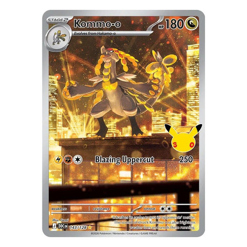Pokémon TCG: Kommo-o 143/128 Illustration Rare (30th Celebration) — NM