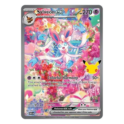 Pokémon TCG: Sylveon ex 153/128 Special Illustration Rare (30th Celebration) — NM