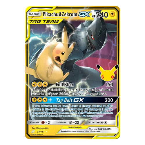 Pokémon TCG: Pikachu & Zekrom-GX 33/181 Classic Collection (30th Celebration) — NM