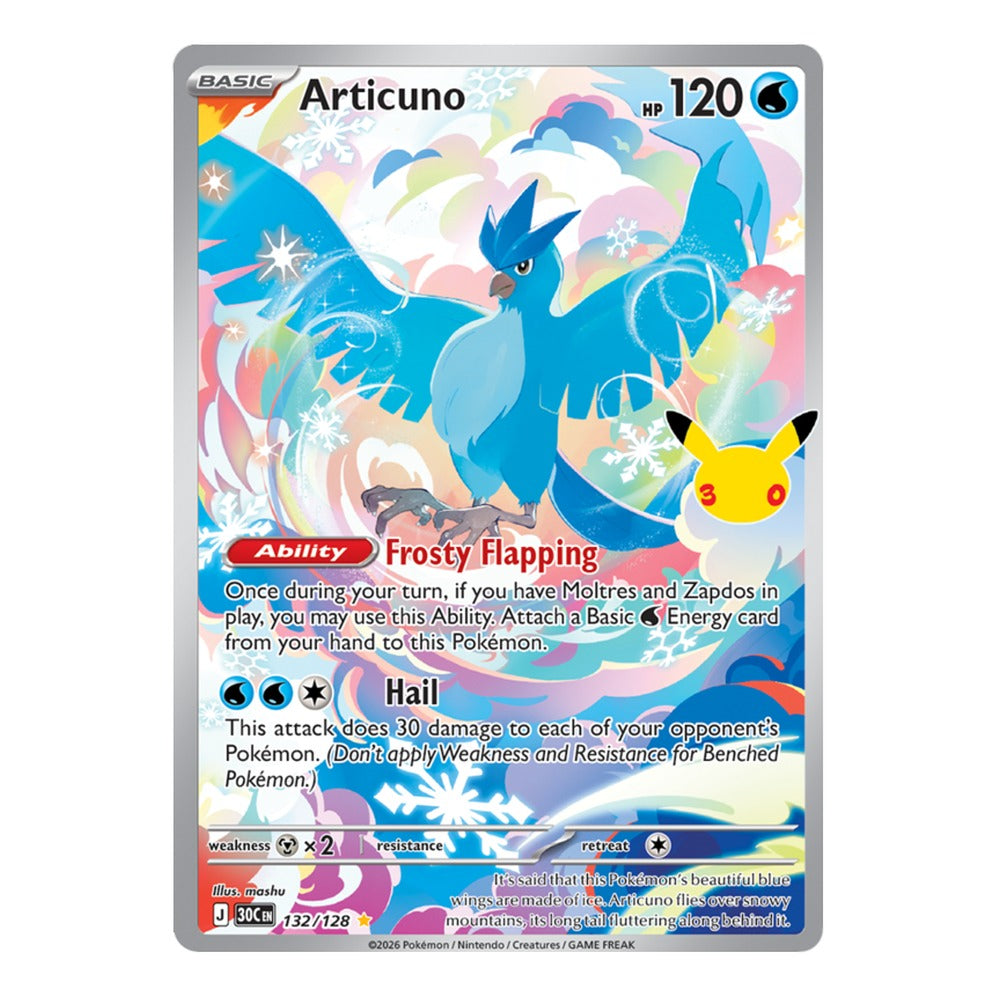 Articuno 132/128 Illustration Rare from Pokémon TCG: 30th Celebration, Near Mint