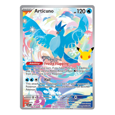 Articuno 132/128 Illustration Rare from Pokémon TCG: 30th Celebration, Near Mint