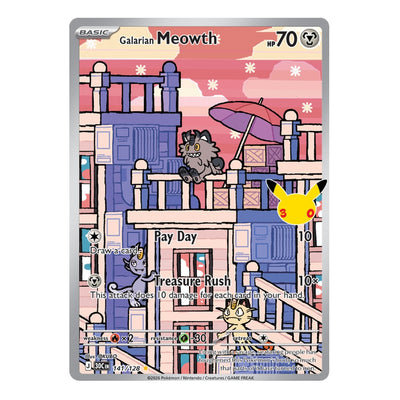 Galarian Meowth 141/128 Illustration Rare from Pokémon TCG: 30th Celebration, Near Mint