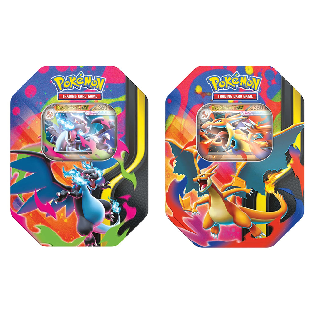 Pokémon TCG Mega Charizard Tin, sealed (Mega Charizard X or Y design, assorted)