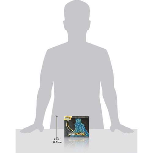 Mega Evolution Elite Trainer Box, Lucario design, shown to scale