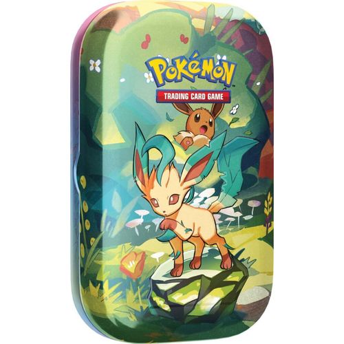 Leafeon Prismatic Evolutions Mini Tin design