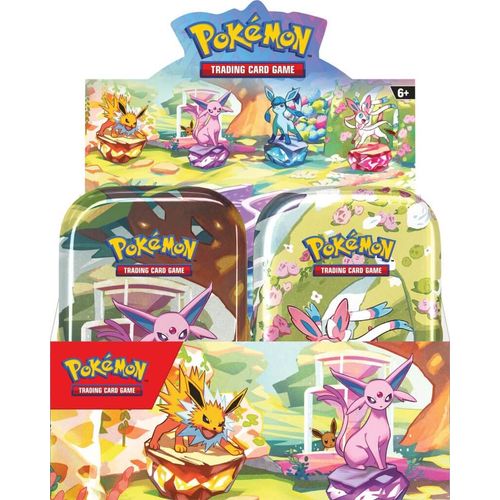 Pokémon TCG Prismatic Evolutions Mini Tin display, front view