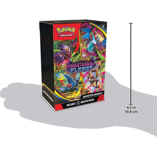 Mega Evolution—Phantasmal Flames Booster Bundle shown to scale