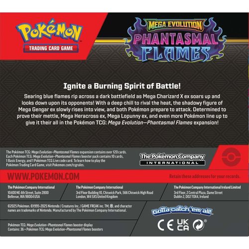 Back of the Phantasmal Flames Booster Box display