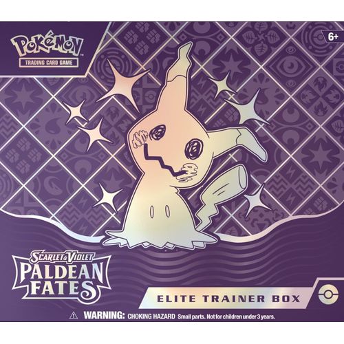 Front of the Paldean Fates Elite Trainer Box featuring Shiny Pokémon artwork