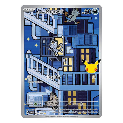 Alolan Meowth 139/128 Illustration Rare from Pokémon TCG: 30th Celebration, Near Mint