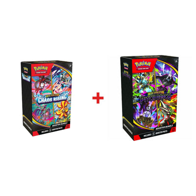 Pokémon TCG Chaos Rising and Pitch Black Booster Bundles side by side — daily deal duo