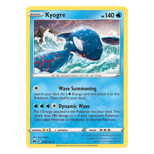 Pokémon TCG: Kyogre 036/159 Holo Rare (Crown Zenith) — NM