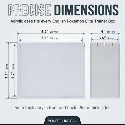 Pokémon Elite Trainer Box acrylic case, angled view showing thick clear walls