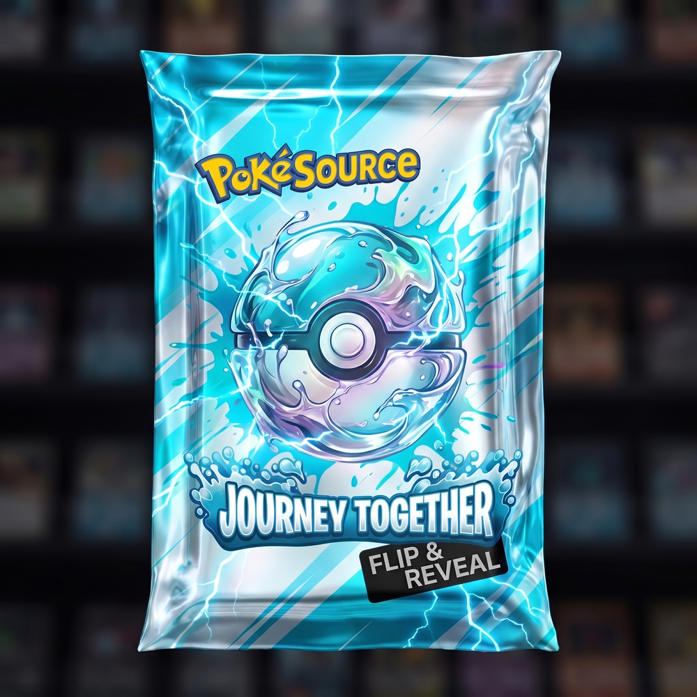 Pokémon TCG Journey Together Rip Box mystery pack — PokéSource rip box, flip and reveal sealed Journey Together product