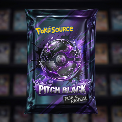 Pokémon TCG Pitch Black Rip Box mystery pack — PokéSource rip box, flip and reveal real sealed product