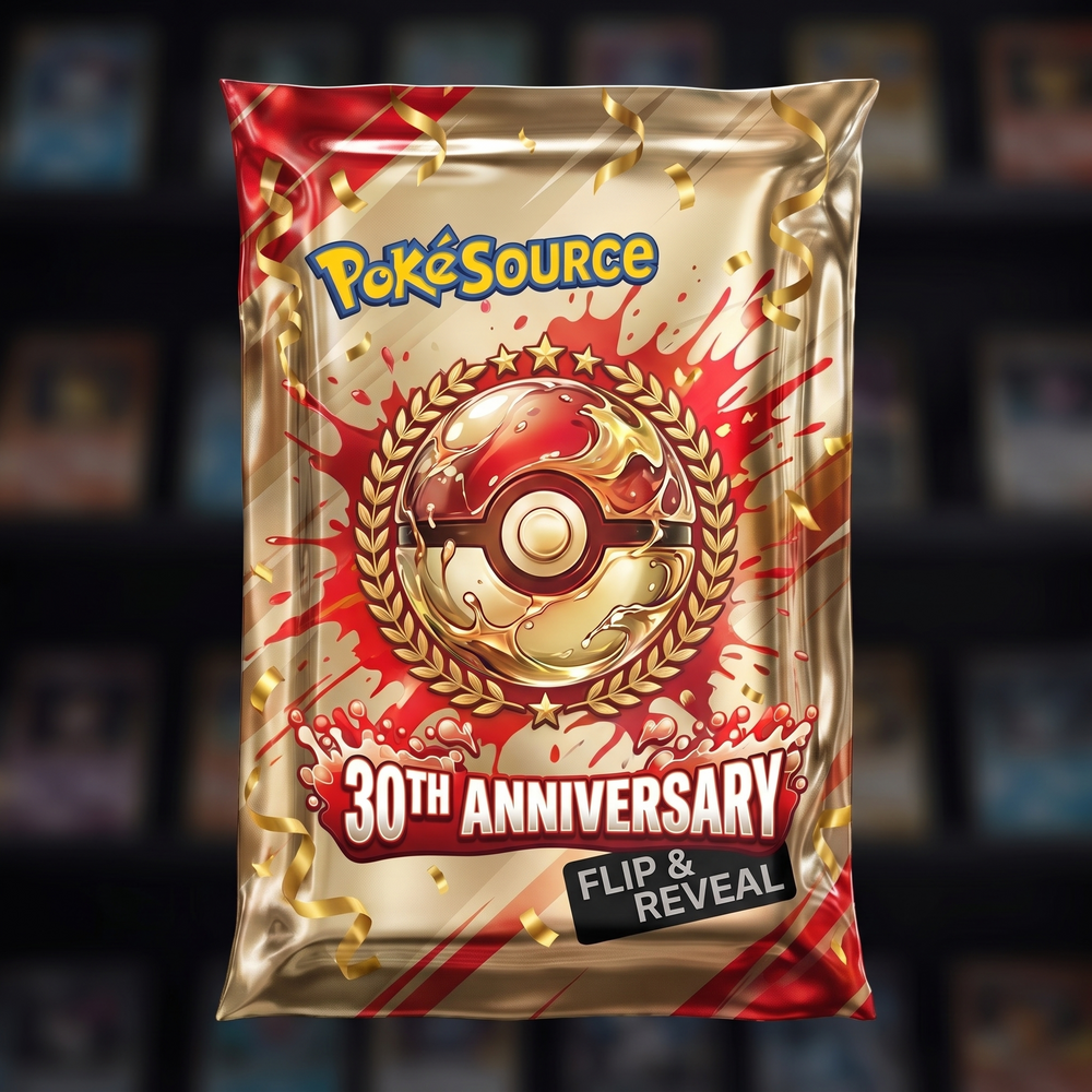 Pokémon TCG 30th Anniversary Digi Rip mystery pack — PokéSource Digi Rip, flip and reveal real sealed product