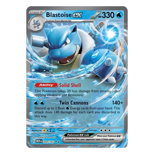 Pokémon TCG: Blastoise ex 009/165 Double Rare (Scarlet & Violet 151) — NM