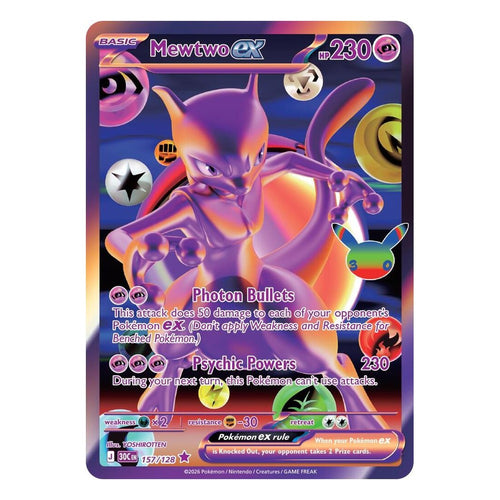 Pokémon TCG: Mewtwo ex 157/128 Futuristic Rare (30th Celebration) — NM