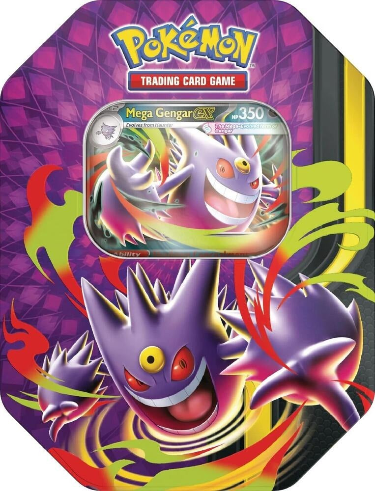 Pokémon TCG: Mega Moonlit Tin with Mega Gengar ex foil promo, factory sealed
