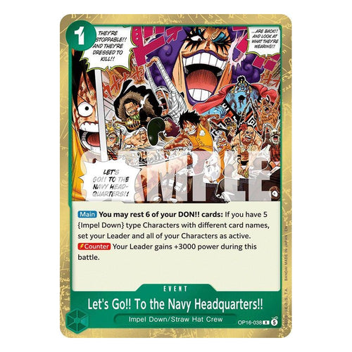 One Piece Card Game: Let's Go!! To the Navy Headquarters.. OP16-038 Rare (The Time of Battle) — NM