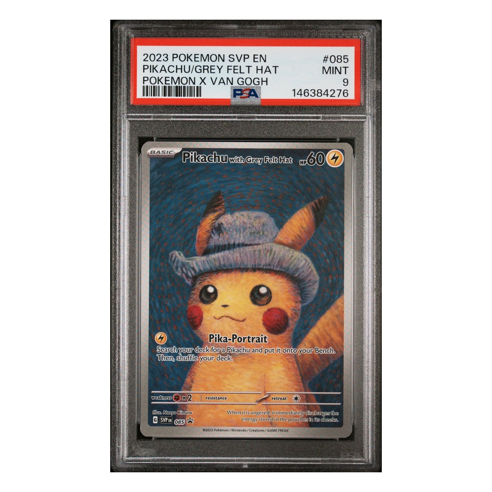 Pikachu with Grey Felt Hat SVP 085 Van Gogh promo in a PSA 9 slab