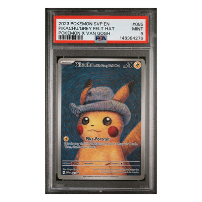 Pikachu with Grey Felt Hat SVP 085 Van Gogh promo in a PSA 9 slab