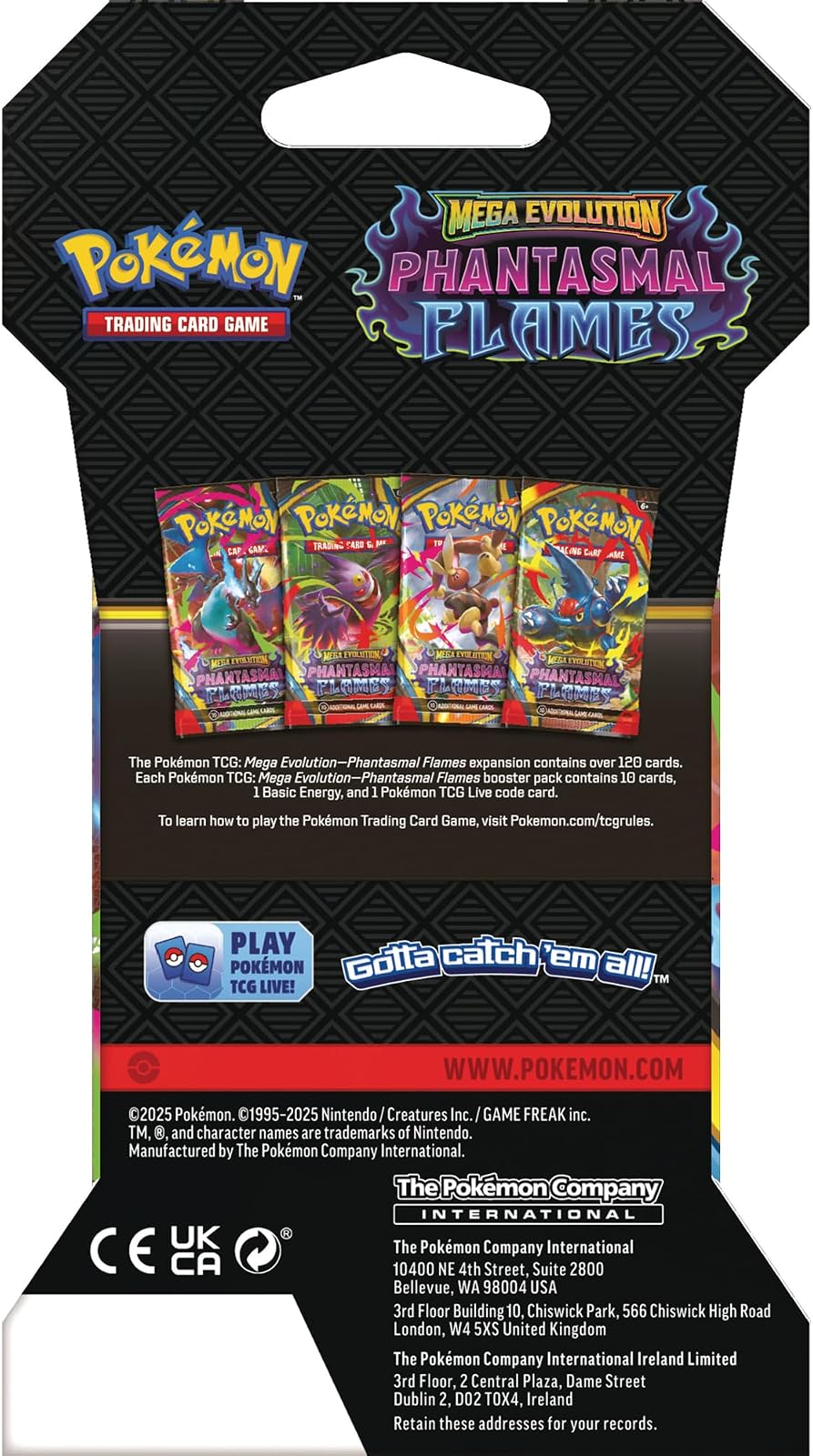 Pokémon TCG: Phantasmal Flames Blister Pack — pack back