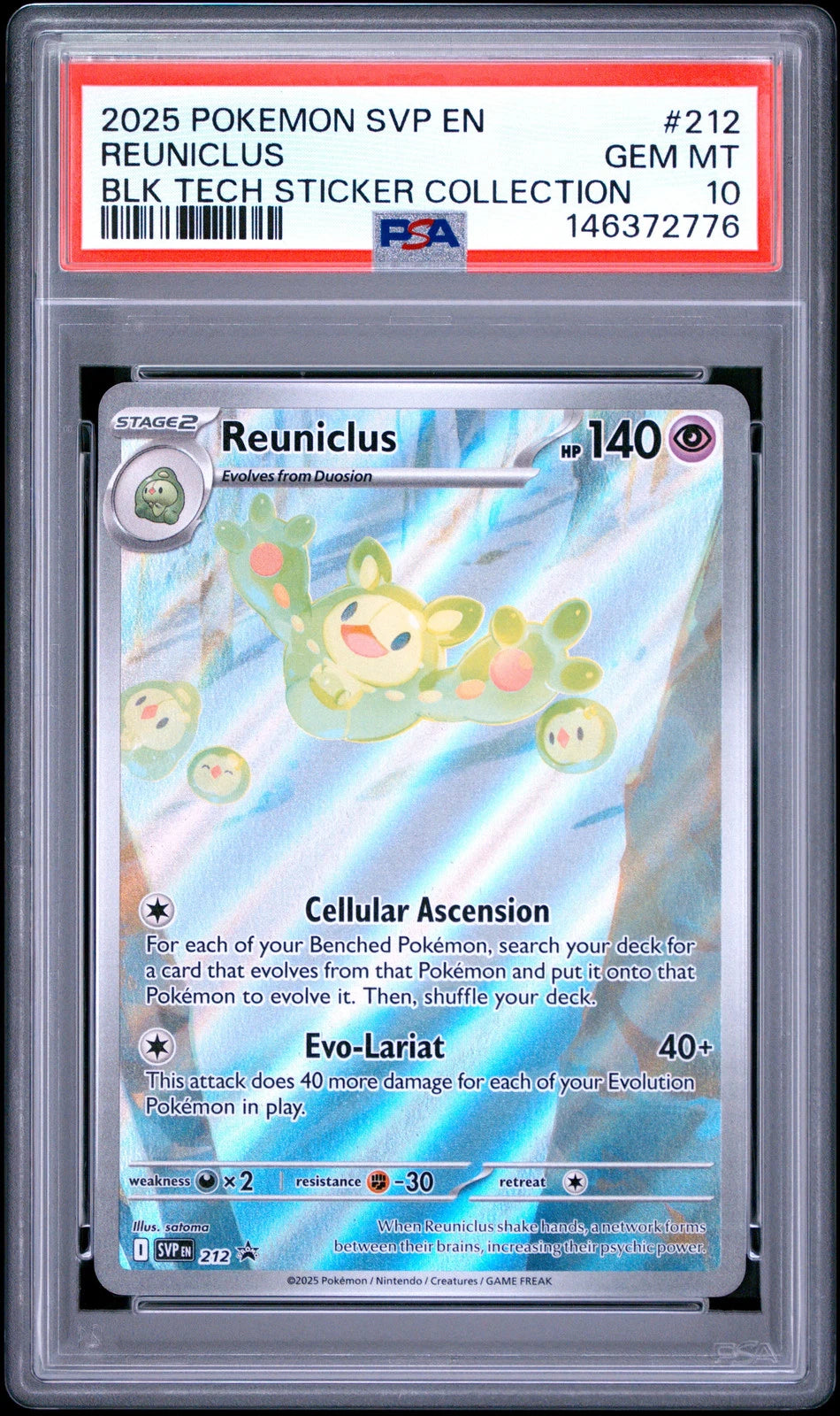Pokémon TCG: Reuniclus SVP 212 Promo (Black Bolt Tech Sticker Collection) — PSA 10