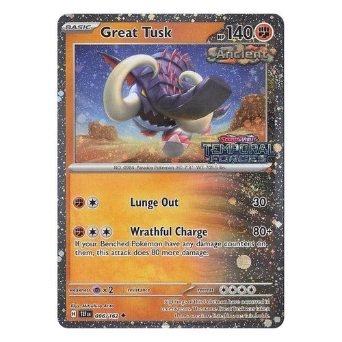Pokémon TCG: Great Tusk 096/162 Promo (Temporal Forces Stamped Promo) — NM